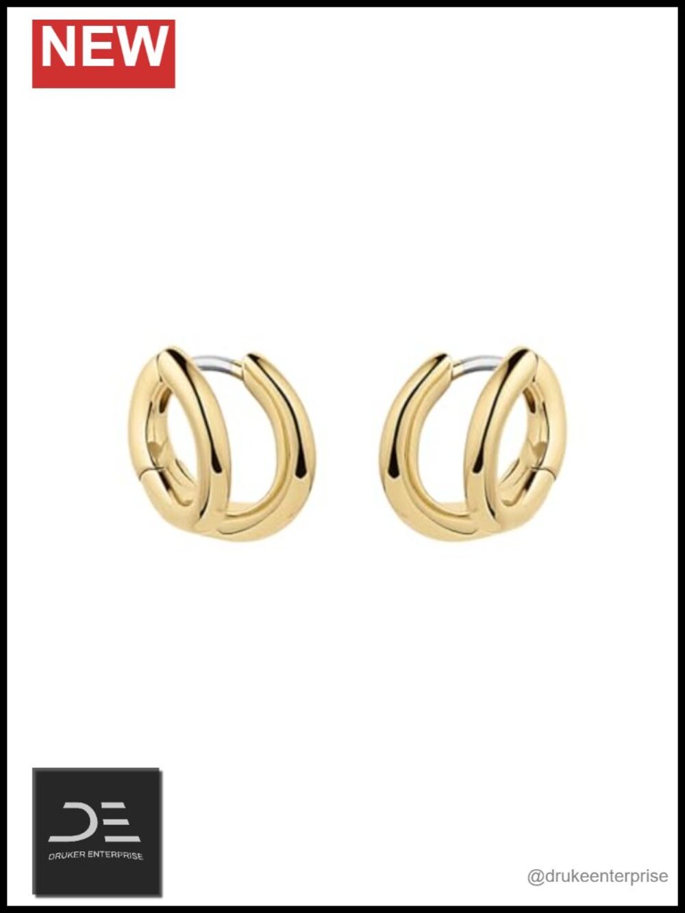 18k Gold Plated Double Huggie Earrings Multiple Piercing Illusion Women's